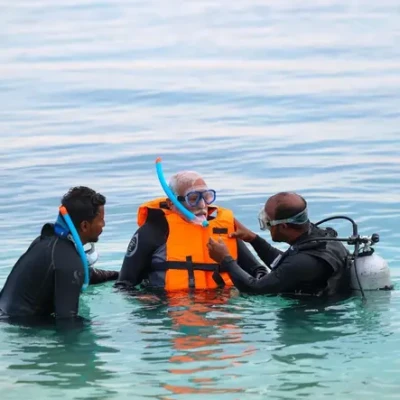 Modi ventures on a snorkeling adventure in Lakshadweep