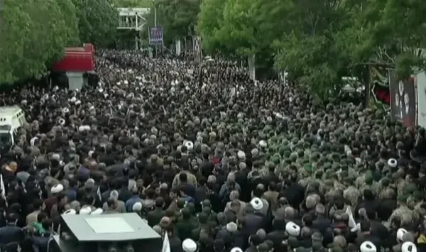 Thousands march in Tabriz to honor Iran's President after helicopter crash